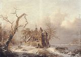 Frederik Marianus Kruseman Figures in a Winter Landscape painting